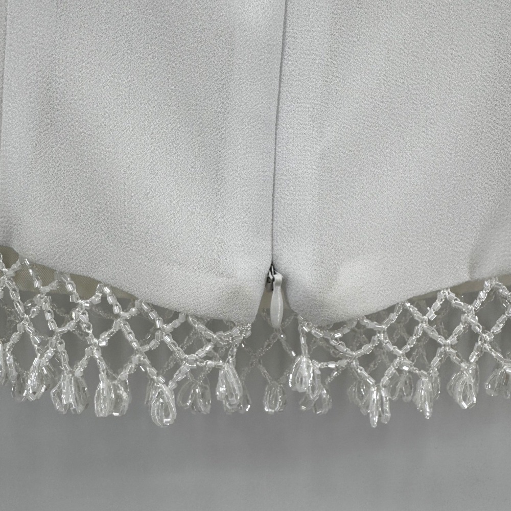VTG JR Nites by Caliendo White Beaded Fringe Hem Blouse Top Size 10 USA NWT - Picture 8 of 11